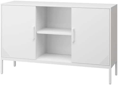Metal Storage Cabinet, Metal White TV Stand by Home