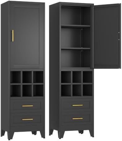 Ckzbx Tall Narrow Storage Cabinet, 66.93" H Tall Bathroom Cabinet Metal Pantry by Ckzbx