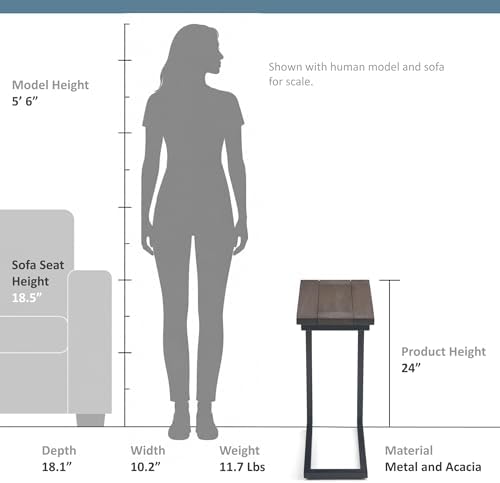 SIMPLIHOME Skyler 18" Wide Solid Wood C-Side End Table in Walnut Brown - Image 3