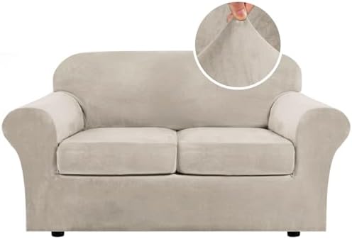 H.VERSAILTEX Real Velvet Plush 3 Piece Stretch Sofa Covers Couch Covers by HVERSAILTEX