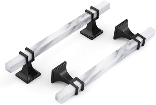 Haliwu 20 Pack 5" Kitchen Cabinet Handles White Marble Grain Cabinet Pulls by Haliwu