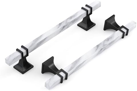 Haliwu 10 Pack 6-1/4" Kitchen Cabinet Handles White Marble Cabinet Pulls by Haliwu
