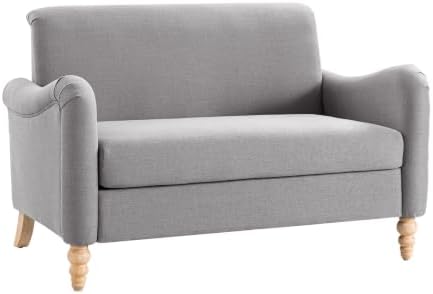 HULALA HOME 50.5" Farmhouse Loveseat Sofa, 2 Seater Sofa, Solid Grey - Image 7