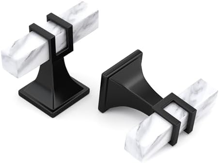 Haliwu 10 Pack Kitchen Cabinet Knobs Black and White Marble Grain Knobs by Haliwu
