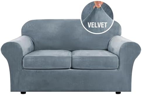 H.VERSAILTEX Real Velvet Plush 3 Piece Stretch Sofa Covers Couch Covers by HVERSAILTEX