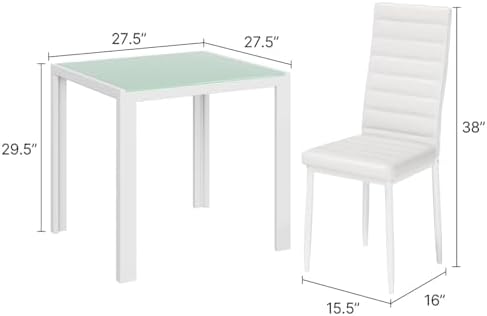 Gizoon 3 Piece Glass Dining Table Set, Kitchen Table and Chairs Set - Image 2