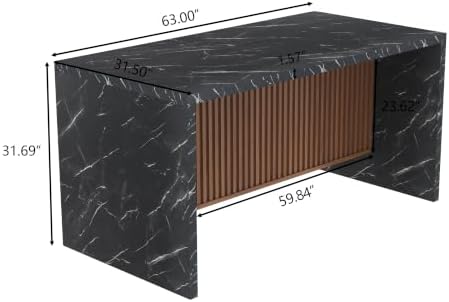 63" Large Imitation Marble Dining Table - Image 2