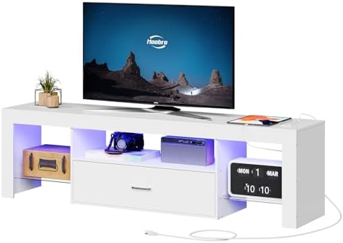 HOOBRO LED TV Stand with Power Outlets to 65 inch TV, Gaming Entertainment by HOOBRO