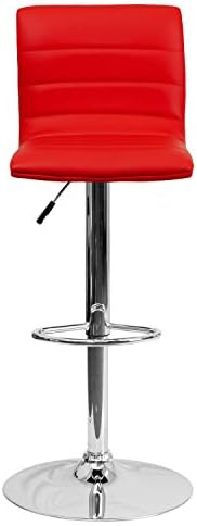 Flash Furniture Vincent 2 Pack Modern Red Vinyl Adjustable Bar Stool - Image 5