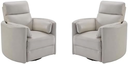 Pemberly Row Modern Brown Leather Power Swivel Glider Recliner by PEMBERLYROW