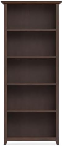 SIMPLIHOME Amherst 70" Tall Solid Wood 5-Shelf Bookcase in Russet Brown - Image 5