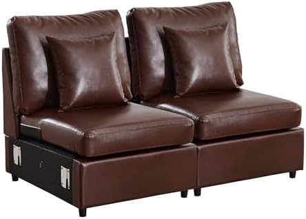RARZOE Modular Sectional Couch Armless Seats Module, Faux Leather Sofa 2 by RARZOE
