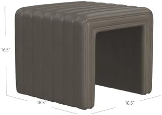 HomePop 19" Modern Channel Tufted Ottoman - Image 3