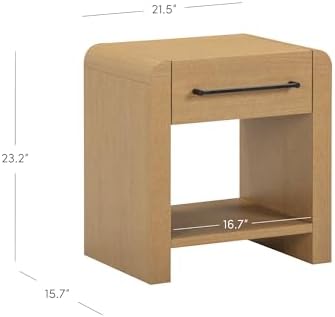 Nathan James Benjamin 1-Drawer Modern Nightstand, Rustic Bedside Table - Image 2