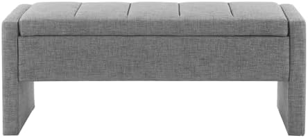 JEEOHEY Storage Ottoman Bench, Linen Tufted Large Shoe Entryway Benches - Image 5