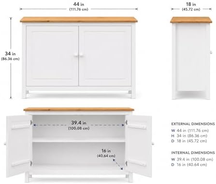From the Tree Furniture 44" Wide White & Pine Top Solid Pine Shaker Sideboard - Image 2