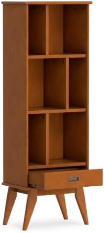 SIMPLIHOME Draper 64" Tall Solid Wood 5-Shelf Bookcase in Teak Brown - Image 4