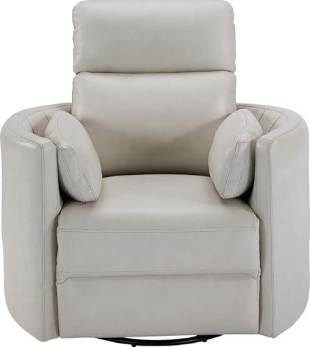 Pemberly Row Modern Brown Leather Power Swivel Glider Recliner - Image 7