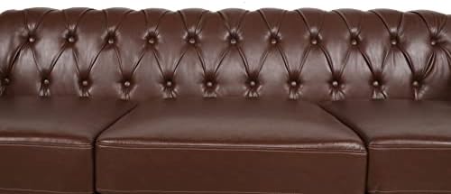 LEVNARY Chesterfield Sofa, Classic Tufted Upholstered Leather Couch, Modern 3 - Image 6