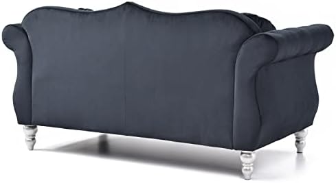 HomeStock Velvet Loveseat, Dark Gray - Image 6