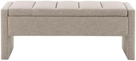 JEEOHEY Storage Ottoman Bench, Linen Tufted Large Shoe Entryway Benches - Image 5