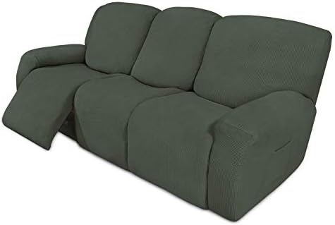 Easy-Going 8 Pieces Recliner Couch Stretch Sofa Slipcover Olive Green by Easy-Going