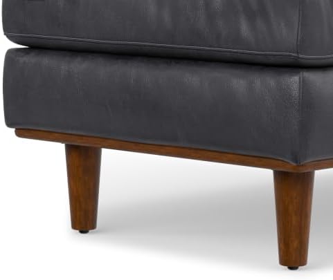 SIMPLIHOME Morrison 49" Wide Leather Rectangle Ottoman in Grey - Image 6