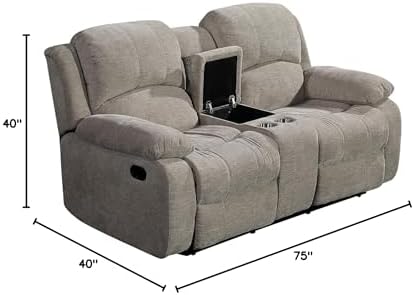 Betsy Furniture Soft Microfiber Reclining Sofa Set, Drop Down Table, Cupholder - Image 2
