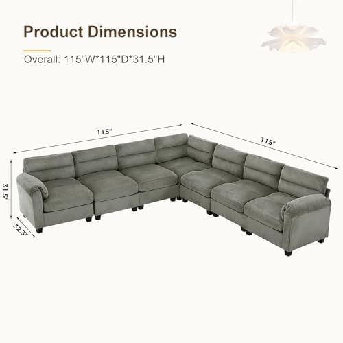HAOMARKETS 115" Wide Modular Sectional Sofa Couch, Oversized Corduroy l Shaped - Image 2