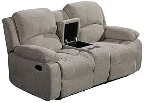Betsy Furniture Soft Microfiber Reclining Sofa Set, Drop Down Table, Cupholder - Image 3