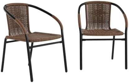 Flash Furniture Lila Modern Rattan Indoor/Outdoor Stackable Dining Chairs by FlashFurniture
