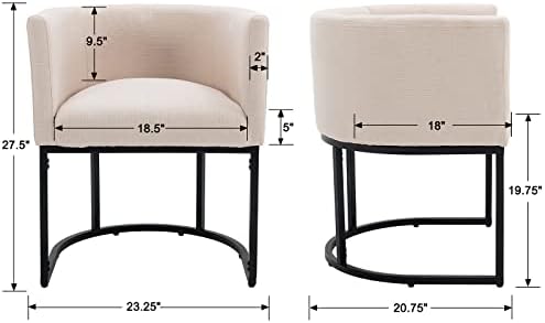 HNY Mid Century Modern Upholstered Barrel Dining Chairs - Image 2