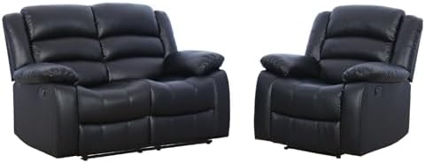 EBELLO Manual Faux Leather Reclining Couch Set - Image 7