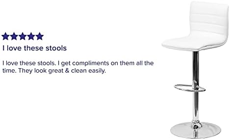 Flash Furniture Vincent 2 Pack Modern White Vinyl Adjustable Bar Stool - Image 5