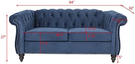 LEVNARY Velvet Sofa, Chesterfield Tufted Upholstered 2 Seater Couch, Modern - Image 2