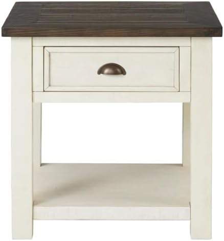 Martin Svensson Home Monterey Solid Wood End Table, Cream White and Brown by Unknown
