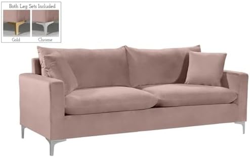 Meridian Furniture Naomi Collection Modern | Contemporary Pink Velvet - Image 4