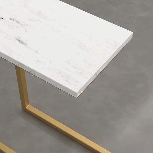 SIMPLIHOME Skyler 18" Deep Iron C-Side Table in Satin Gold/White Marble - Image 7