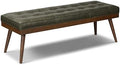 POLY & BARK 55" Tufted Leather Bed Bench by Unknown