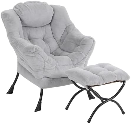 Furlide Lazy Chair with Ottoman, Comfy Plush Reading Chair by Furlide