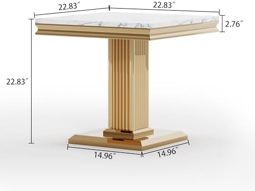 Henf 23in Square End Table Faux Marble End Table - Image 2