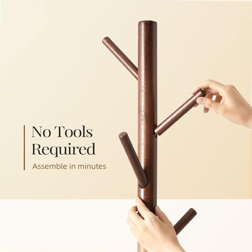 Pipishell Solid Wooden Coat Rack Freestanding - Image 5