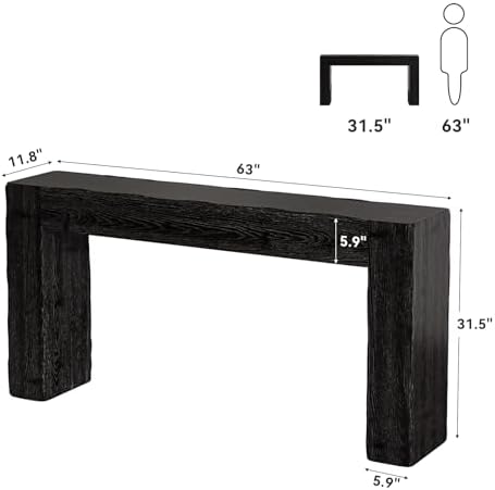 Solid Wood Console Table, 63-Inch Farmhouse Sofa Table Behind Couch - Image 2