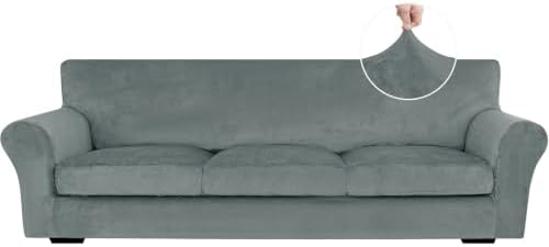 XINEAGE 4-Piece Velvet Oversize Sofa Cover, Couch Covers by XINEAGE