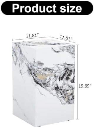 End Table, Side Table Living Room Table, Faux Marble Sofa Couch White Bedside - Image 2