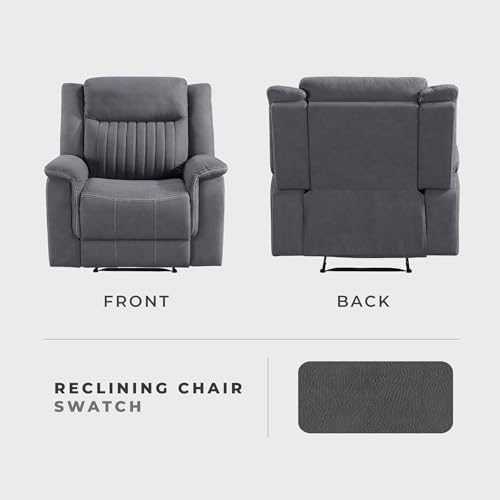 Lexicon Polished Microfiber Wall Hugger Manual Reclining Chair - Image 6