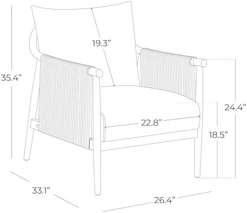 CHITA Braid Accent Chair with Wood Frame and Paper Cord Armrest - Image 2