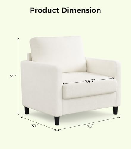 Welzona Sofa Accent Chair, Comfy Teddy Arm Chairs - Image 2