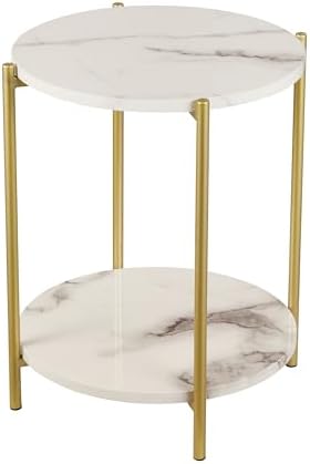 Gawicpy 2 Tier Round Side Table, Folding End Tables Coffee Table Simplistic by Gawicpy