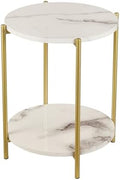 Gawicpy 2 Tier Round Side Table, Folding End Tables Coffee Table Simplistic by Gawicpy